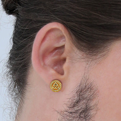 FaithHeart Viking Celtic Knot With Rune Stud Earrings for Men FaithHeart