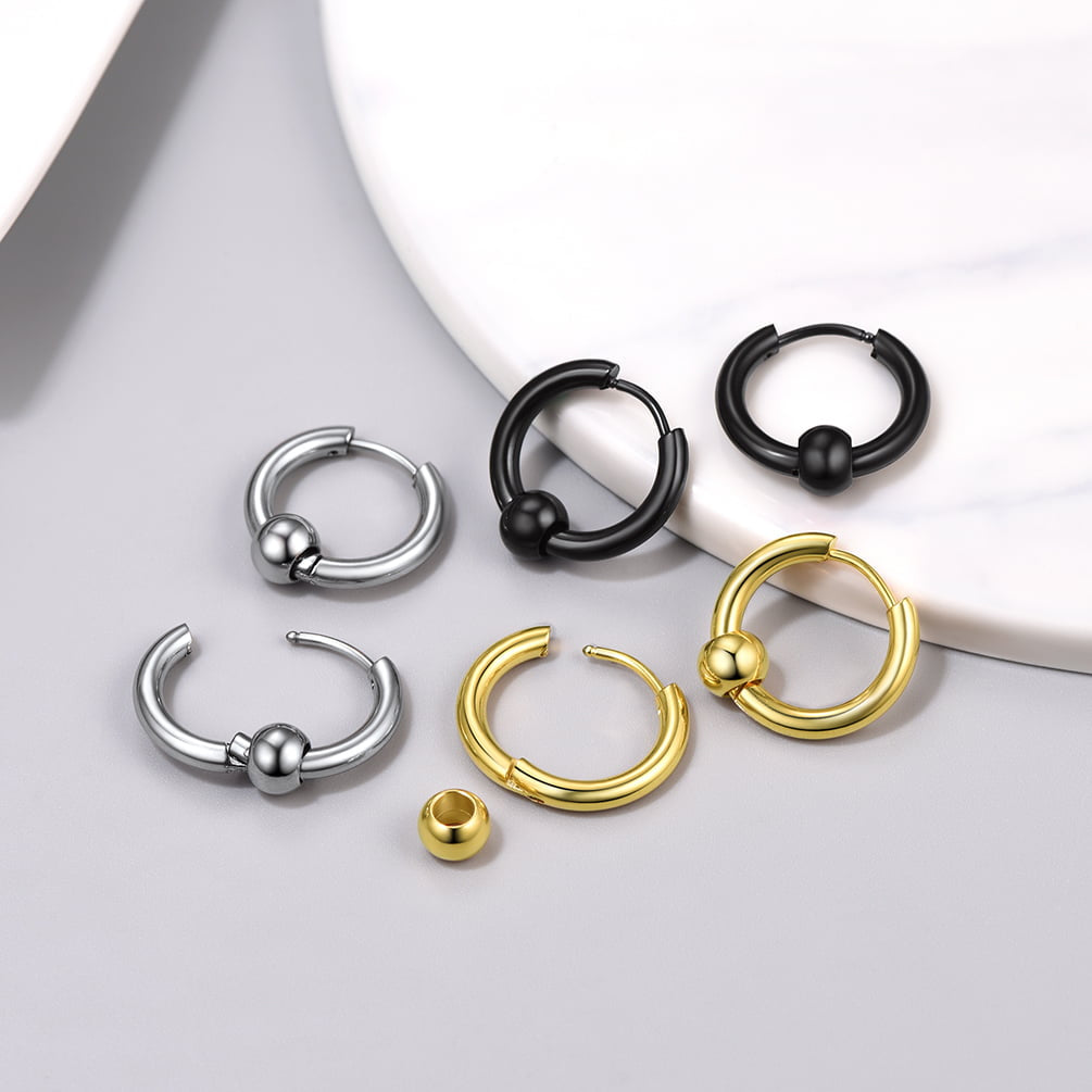 FaithHeart Huggie Hoop Earrings Set For Men 3 Pairs FaithHeart