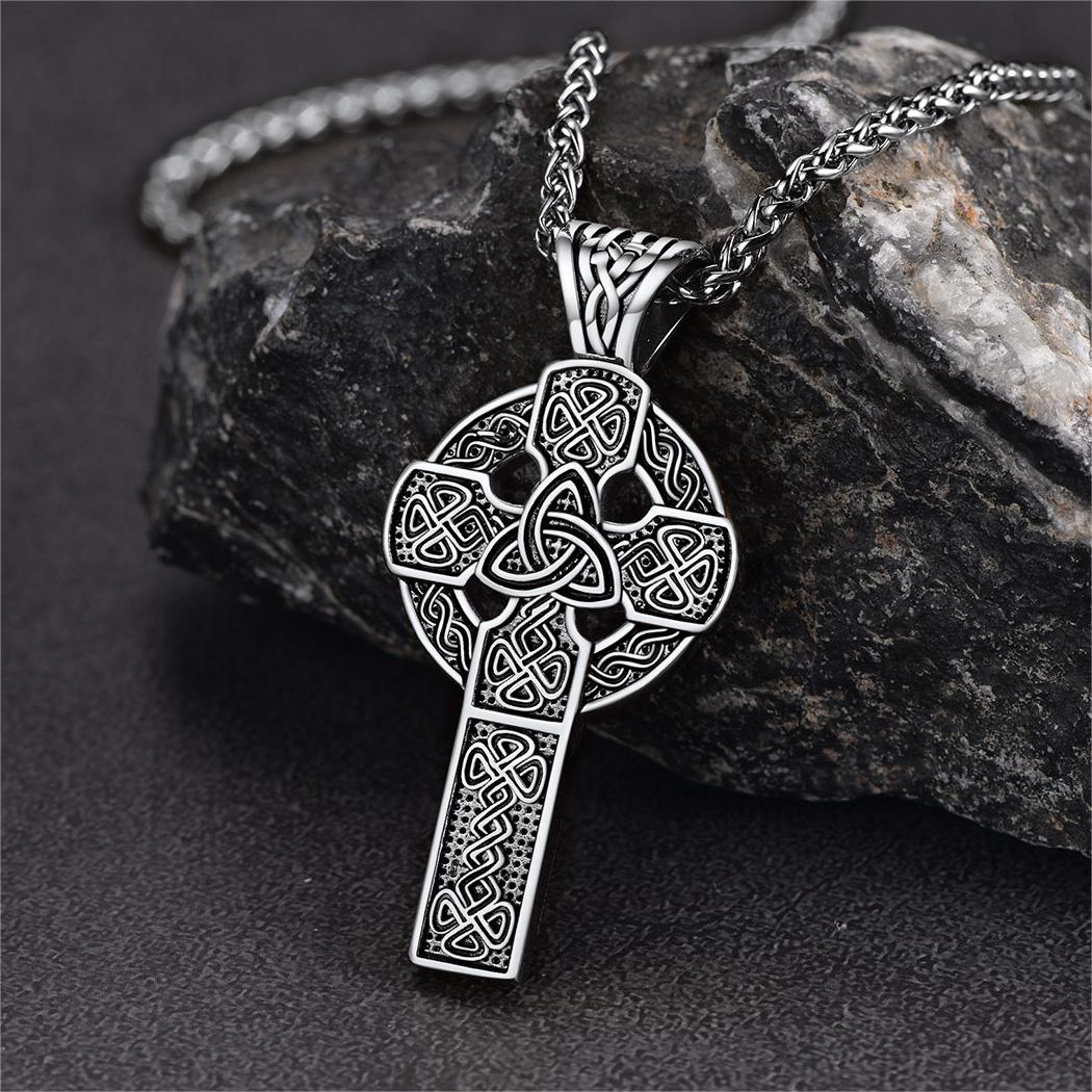 FaithHeart Irish Celtic Knot Cross Necklace For Men FaithHeart