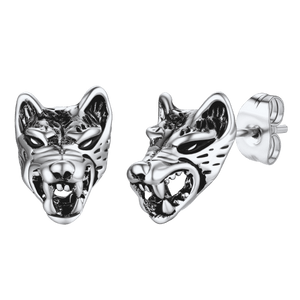 FaithHeart Viking Wolf Stud Earrings For Men FaithHeart