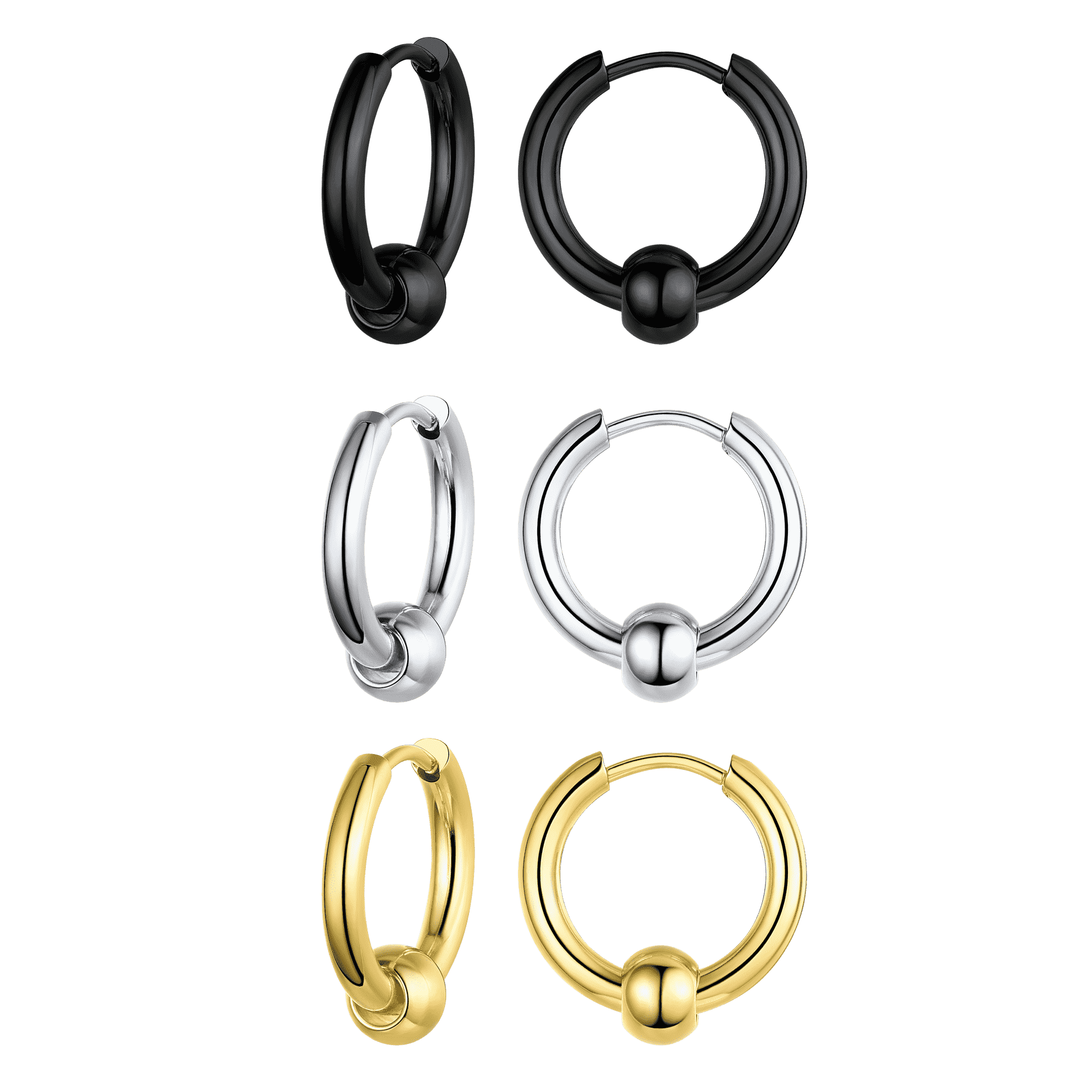 FaithHeart Huggie Hoop Earrings Set For Men 3 Pairs FaithHeart