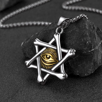 FaithHeart Vintage Star of David Necklace with Eye of God for Men FaithHeart