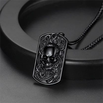 FaithHeart Custom Gothic Skull Dog Tag Pendant Necklace For Men FaithHeart