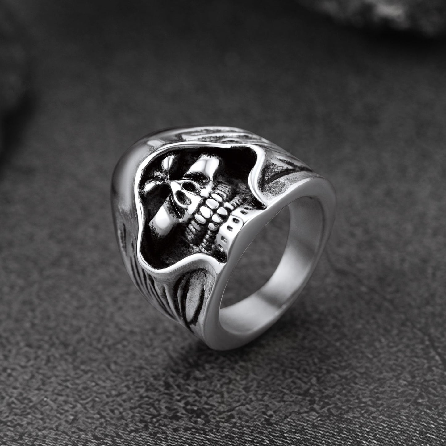 FaithHeart Gothic Grim Reaper Skull Ring For Men FaithHeart