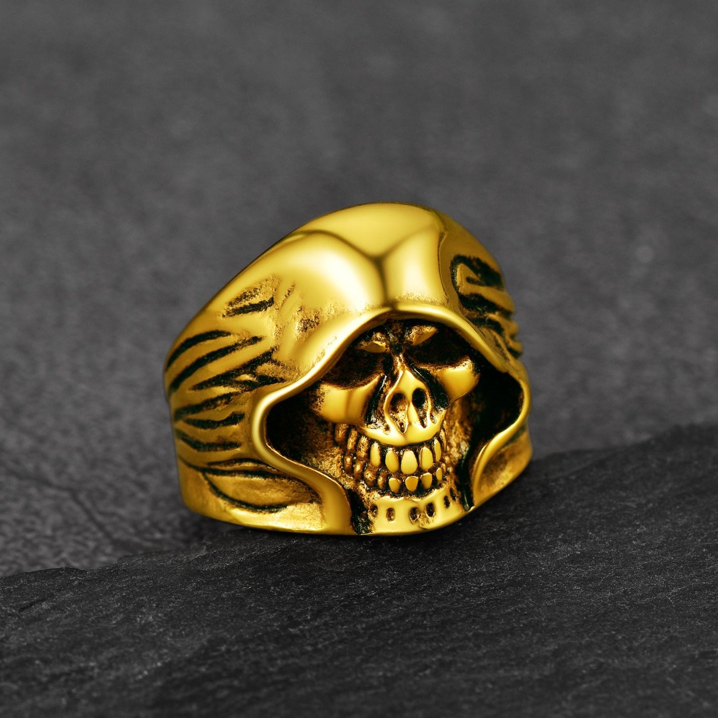 FaithHeart Gothic Grim Reaper Skull Ring For Men FaithHeart