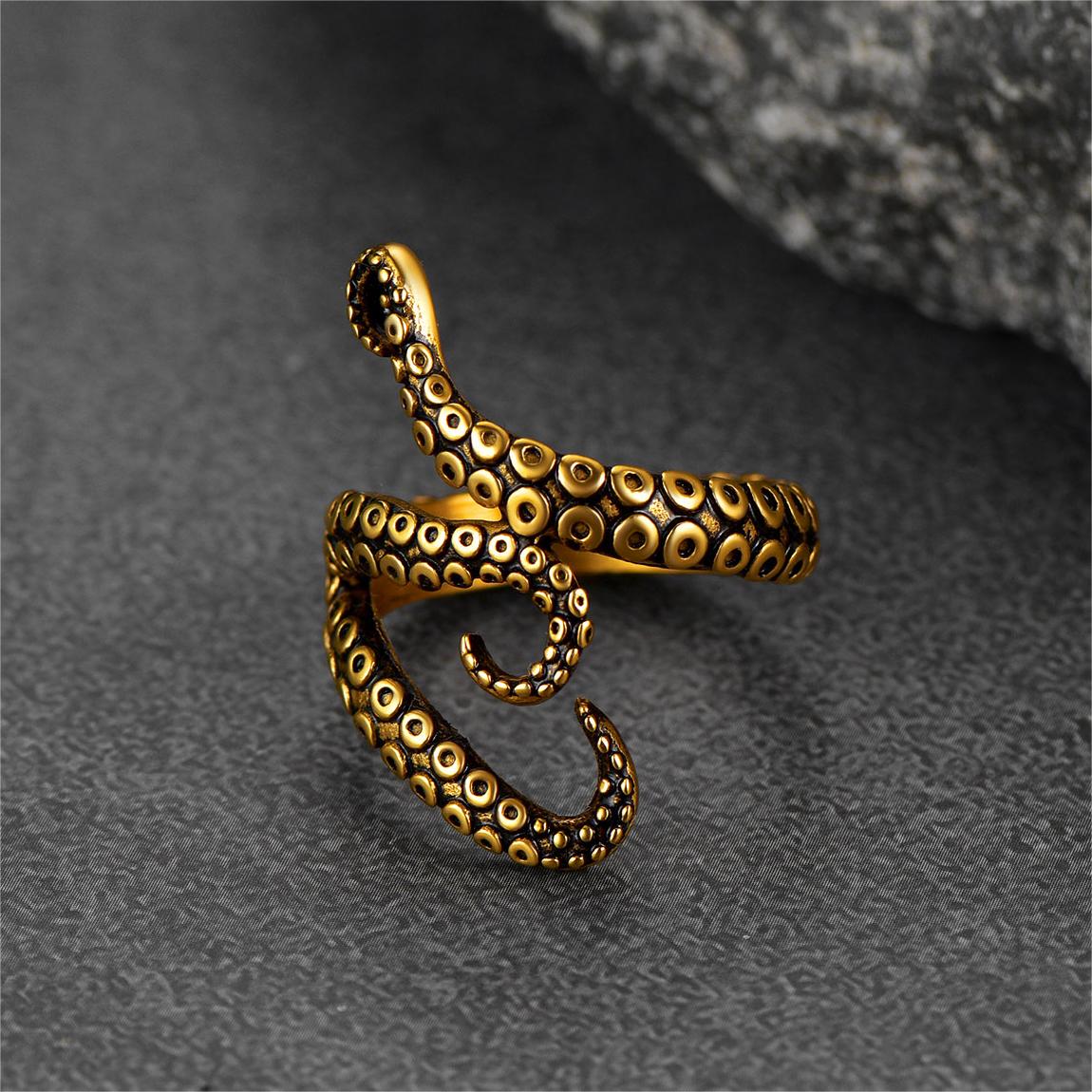 FaithHeart Punk Octopus Tentacle Ring For Men FaithHeart
