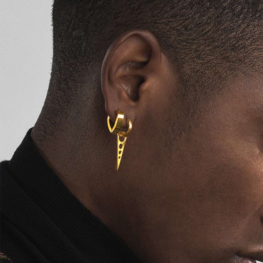FaithHeart Punk Triangle Dangle Hoop Earrings Set For Men FaithHeart