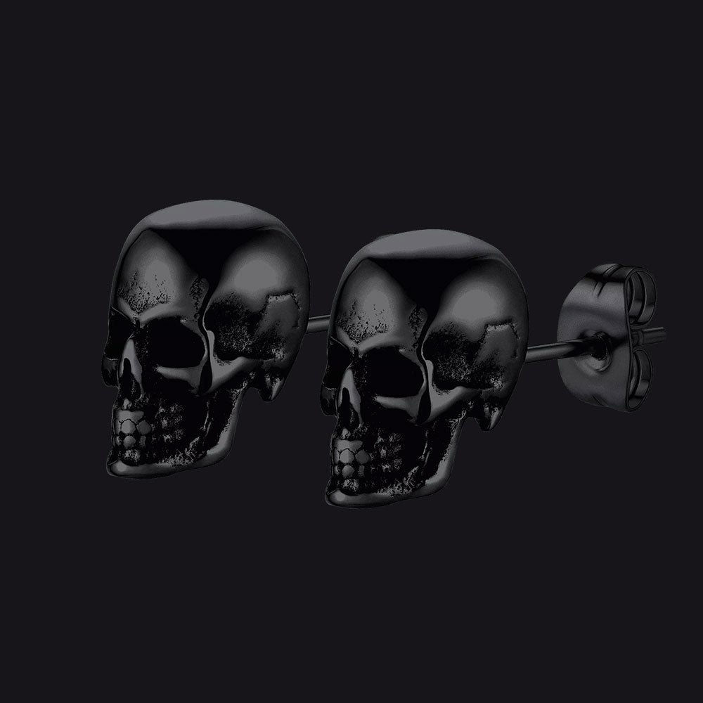 FaithHeart Punk Gothic Skull Stud Earrings For Men FaithHeart