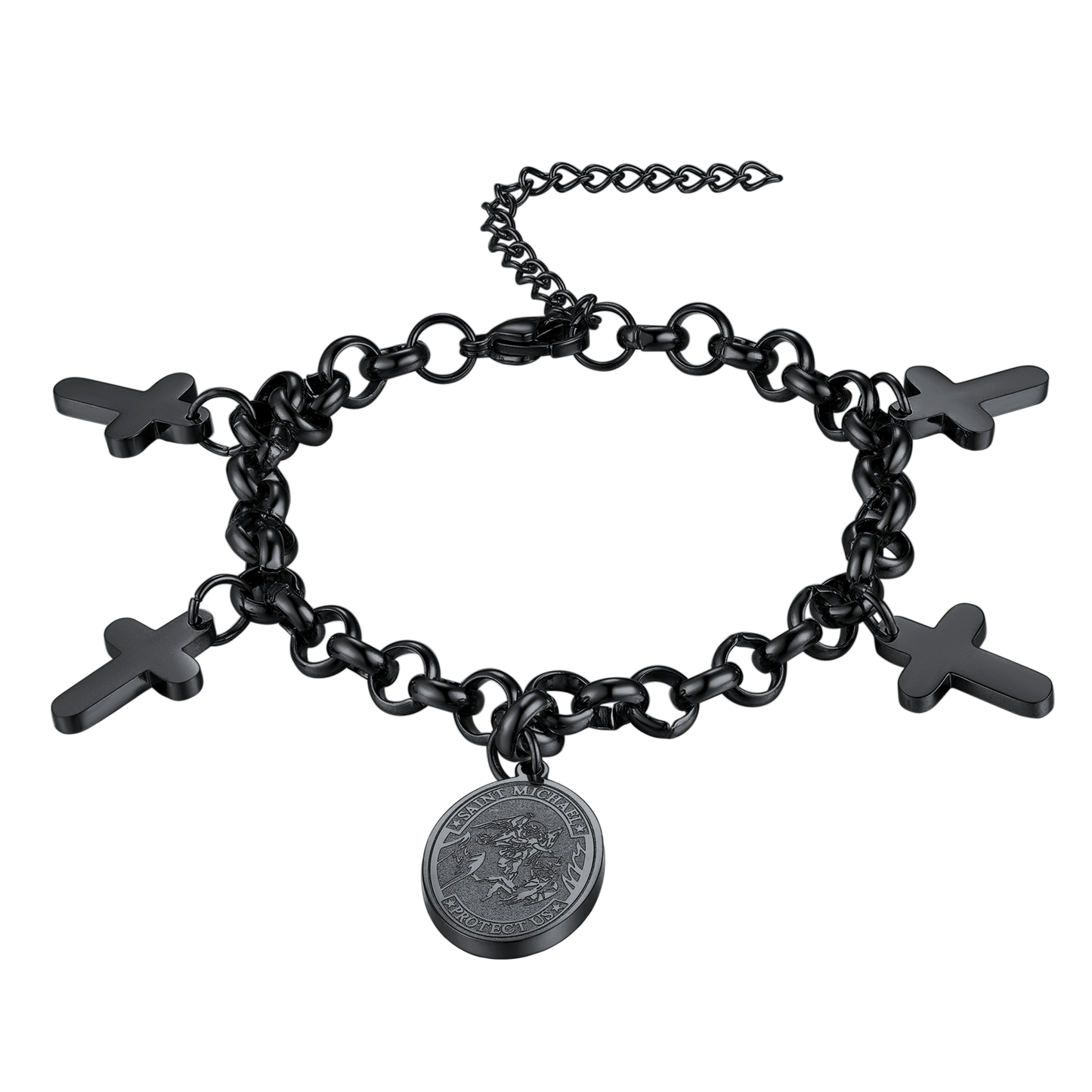 FaithHeart Patron St. Michael Charm Bracelet With Cross for Men FaithHeart