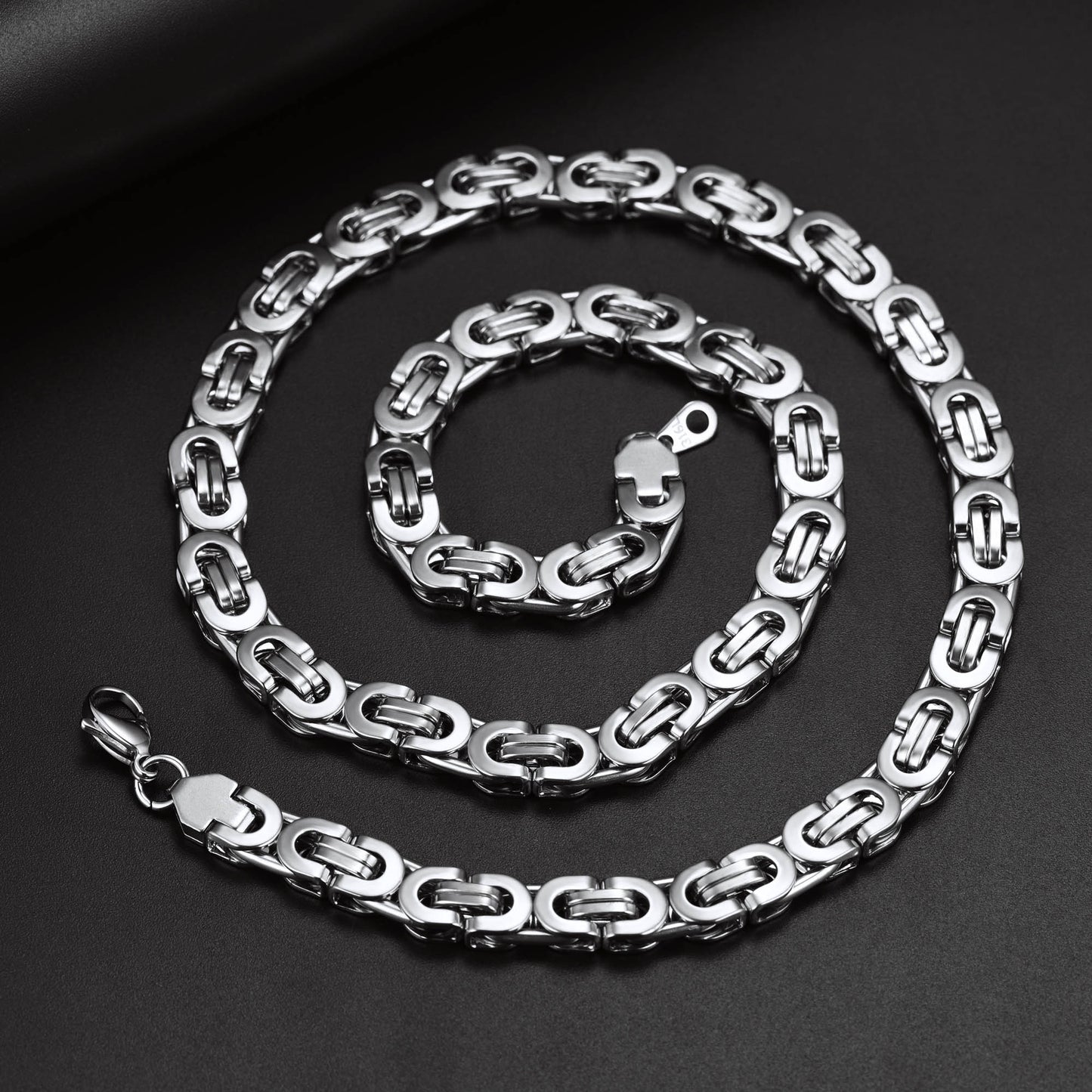 FaithHeart Flat Byzantine Gold Chain Link Necklace For Men FaithHeart
