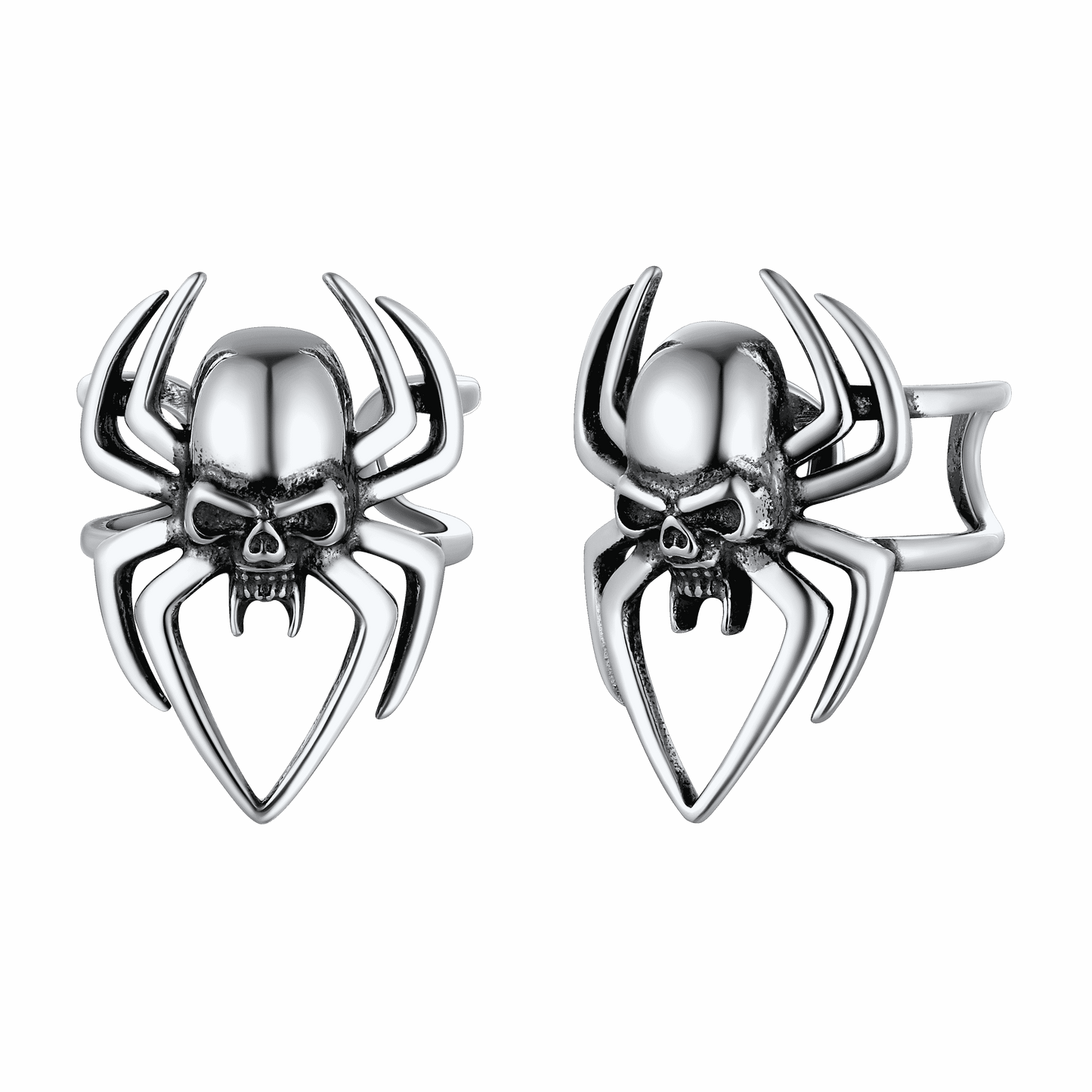 FaithHeart Sterling Silver Spider Skull Ear Cuff Earrings For Men FaithHeart