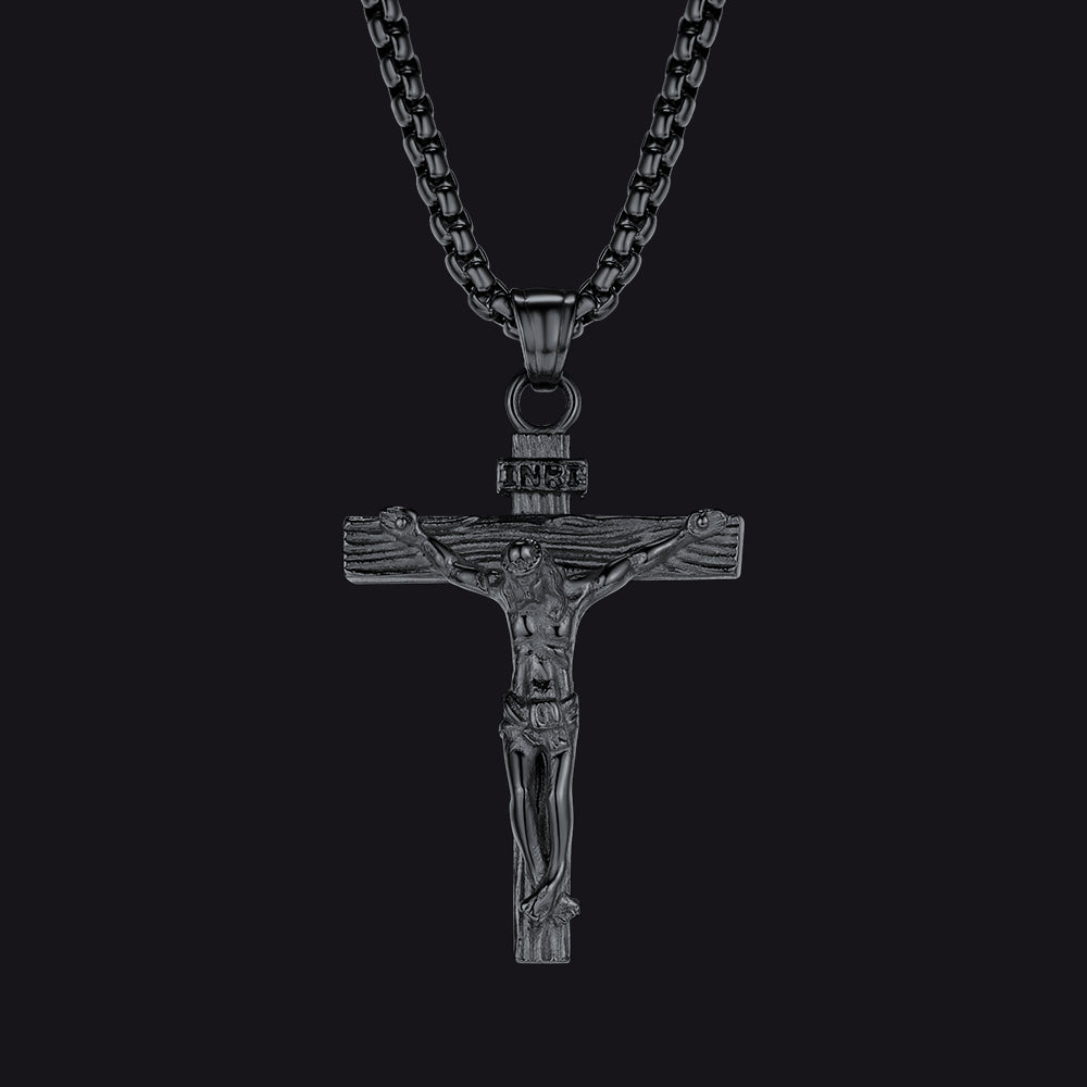 FaithHeart Catholic Cross Crucifix Necklace Jesus Pendant For Men FaithHeart