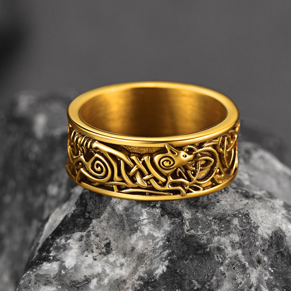 FaithHeart Viking Celtic Wolf Ring For Men FaithHeart