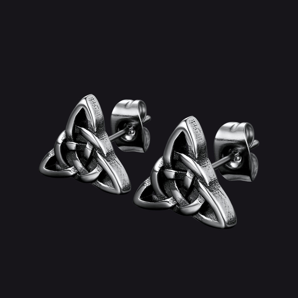 FaithHeart Trinity Celtic Knot Stud Earrings For Men FaithHeart