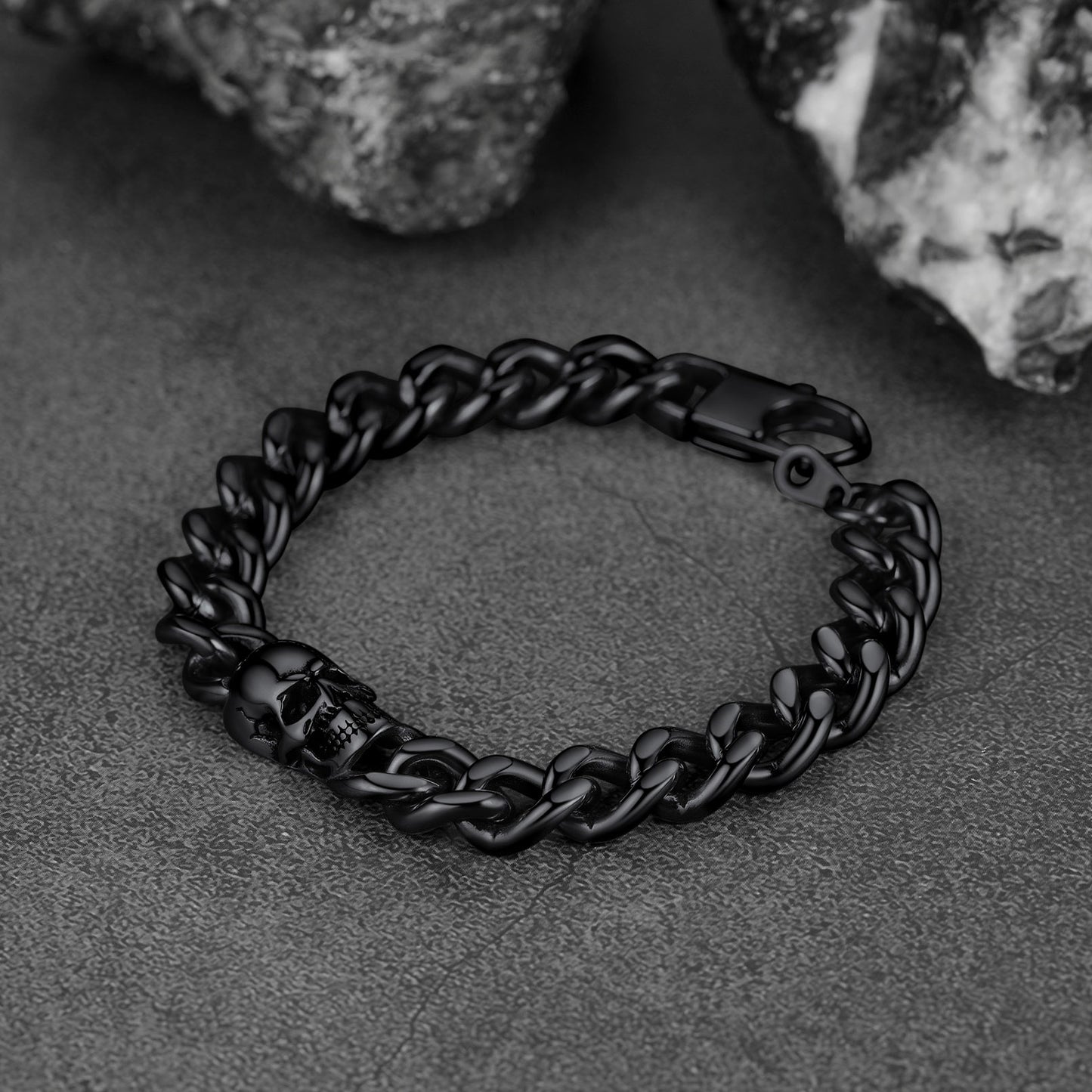 FaithHeart Gothic Cuban Chain Skull Bracelet For Men FaithHeart