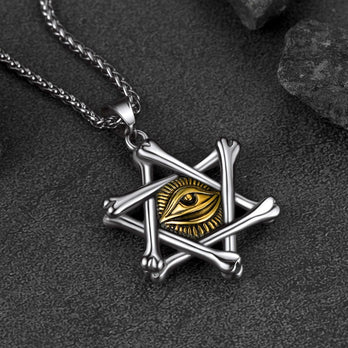 FaithHeart Vintage Star of David Necklace with Eye of God for Men FaithHeart