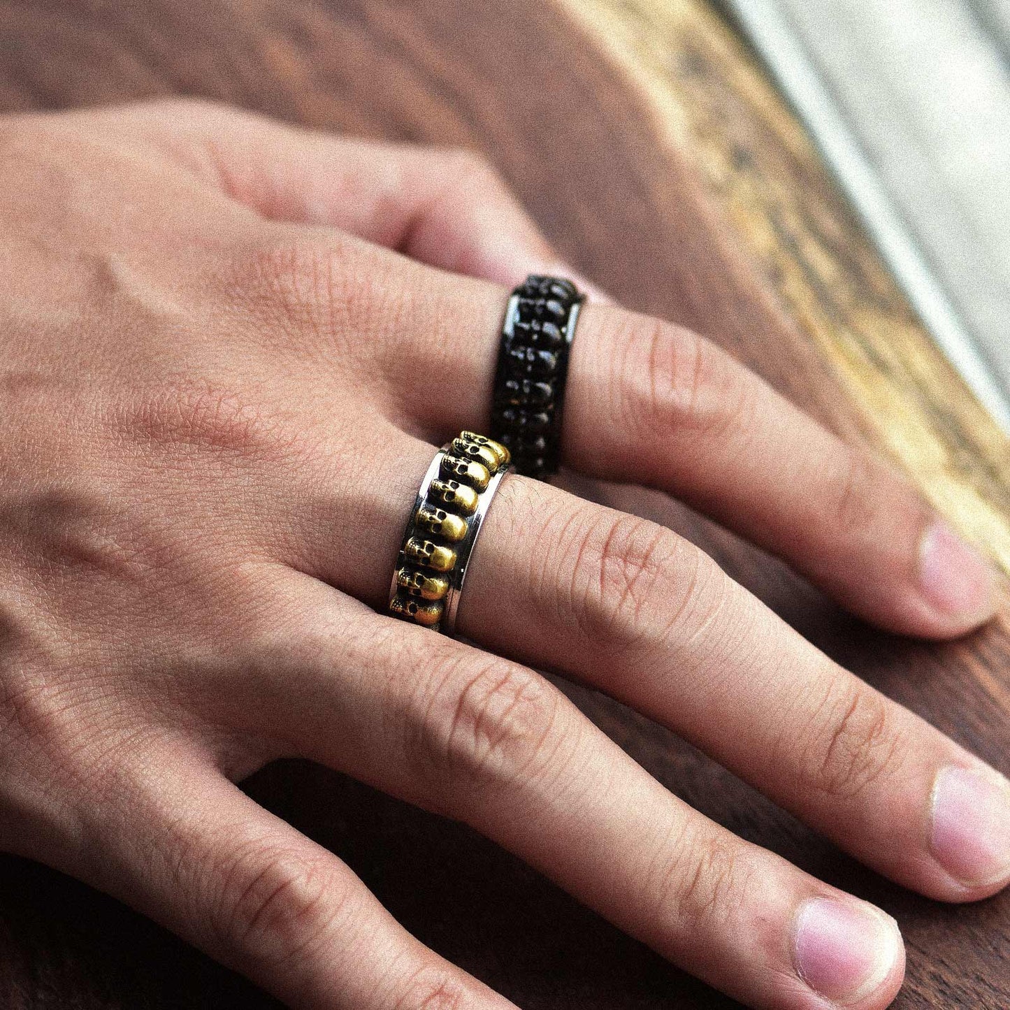 FaithHeart Gothic Skull Ring Fidget Anxiety Ring For Men FaithHeart