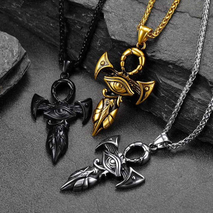 FaithHeart Egyptian Ankh Eye of Horus Necklace For Men FaithHeart