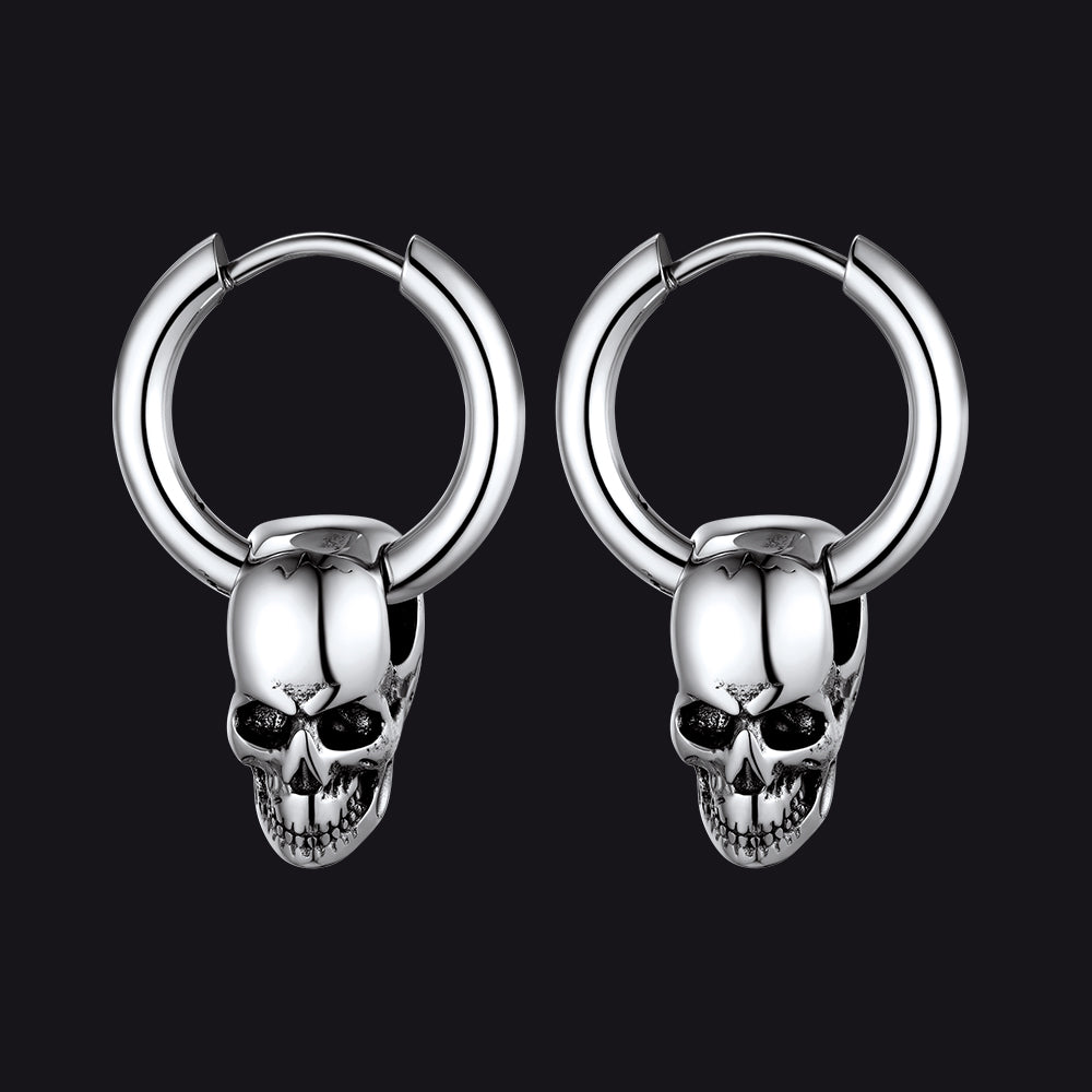 Cool Skull Hoop Dangle Earrings