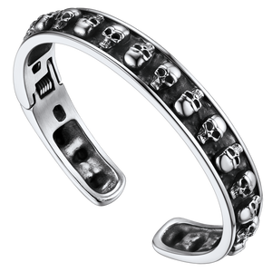 FaithHeart Skull Cuff Bracelet Gothic Punk Bangles FaithHeart