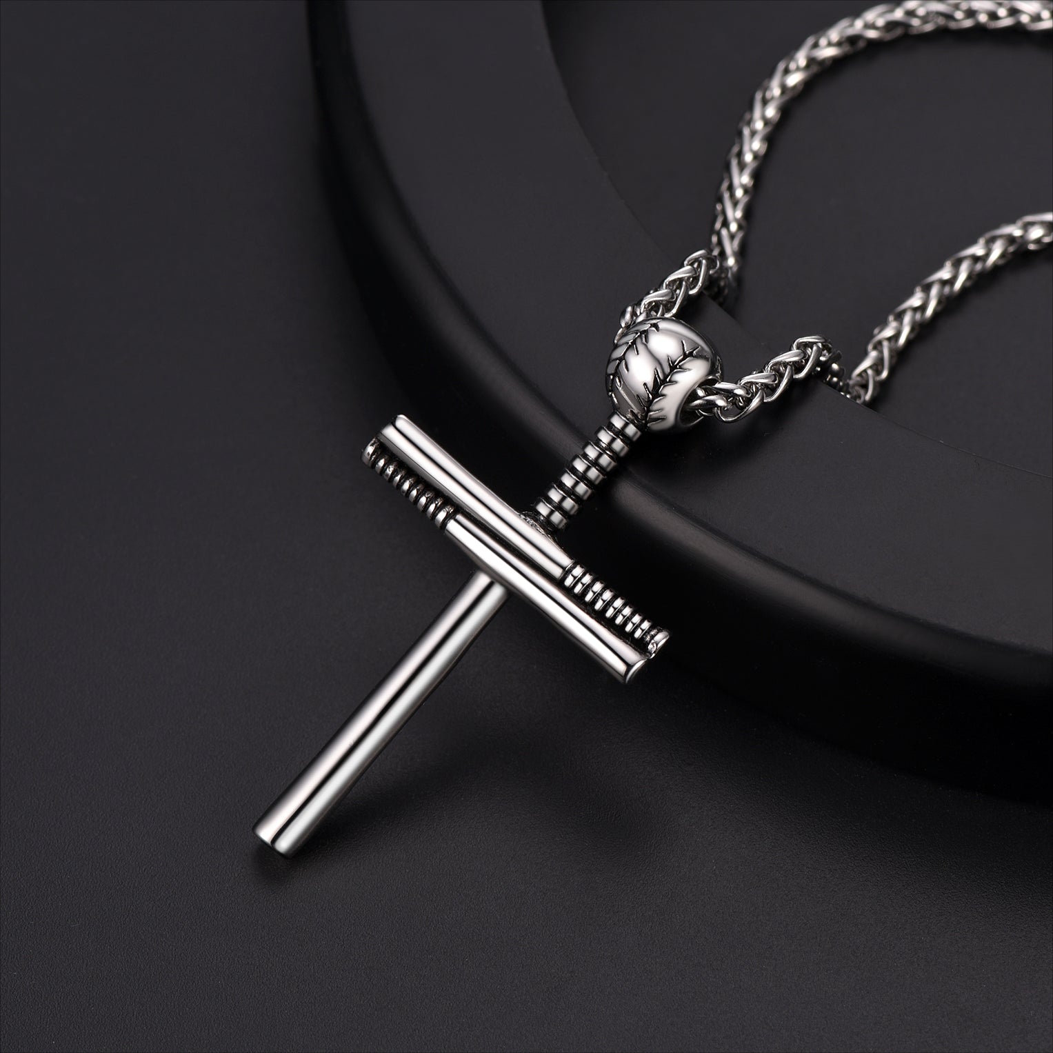 FaithHeart Baseball Bat Cross Necklace Sport Pendant For Men FaithHeart