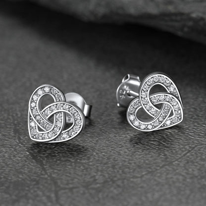 FaithHeart Zirconia Heart Celtic Stud Earrings in Sterling Silver FaithHeart