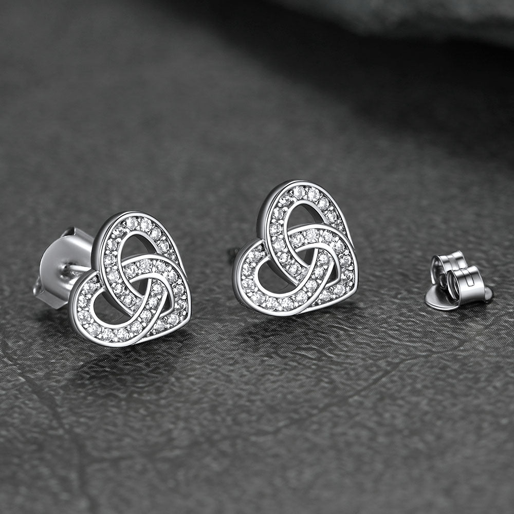 FaithHeart Zirconia Heart Celtic Stud Earrings in Sterling Silver FaithHeart
