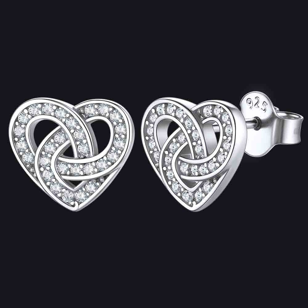 Zirconia Celtic Heart Stud Earrings
