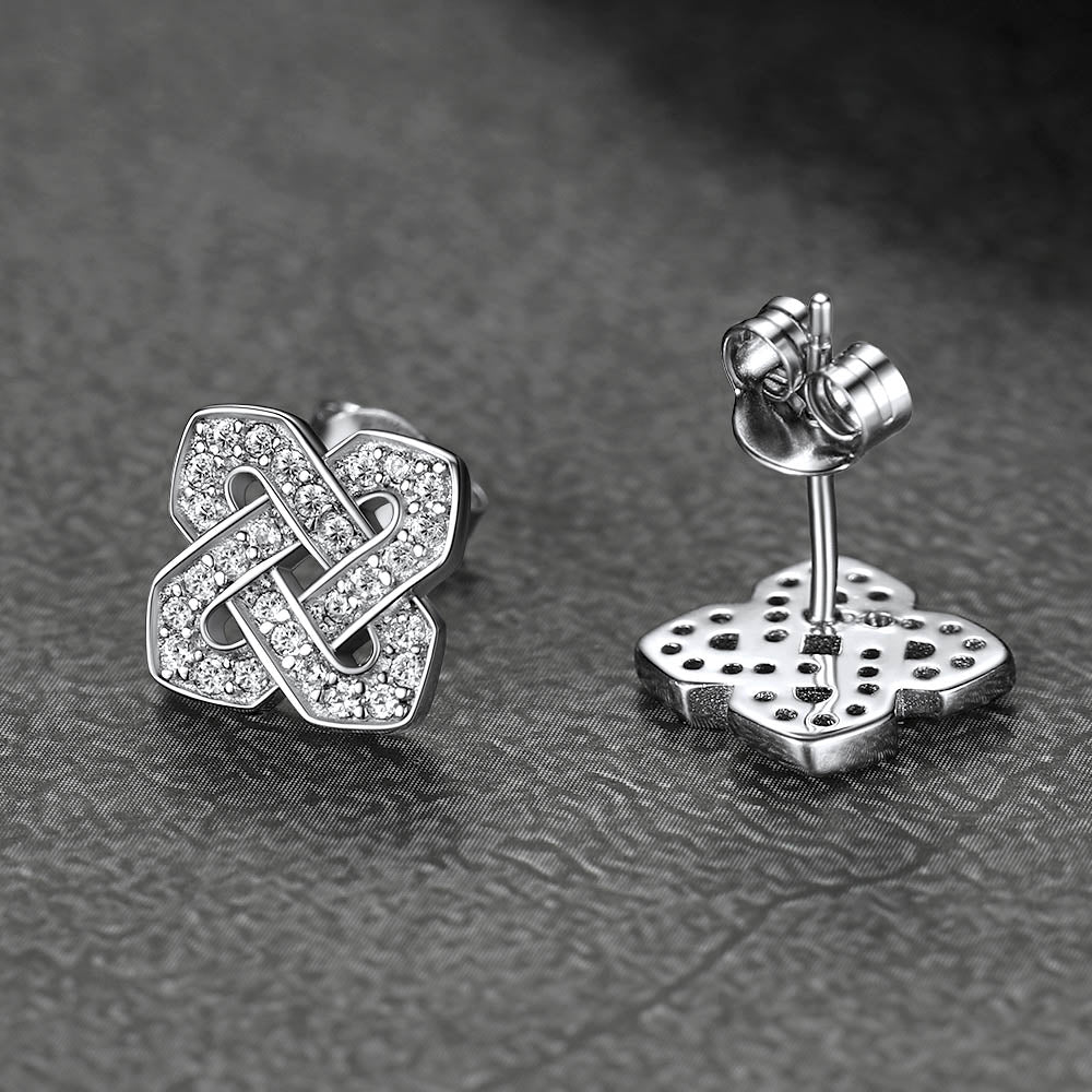 FaithHeart White Cubic Zirconia Celtic Knot Earrings in Sterling Silver FaithHeart