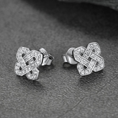 FaithHeart White Cubic Zirconia Celtic Knot Earrings in Sterling Silver FaithHeart