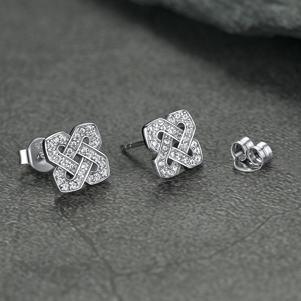 FaithHeart White Cubic Zirconia Celtic Knot Earrings in Sterling Silver FaithHeart