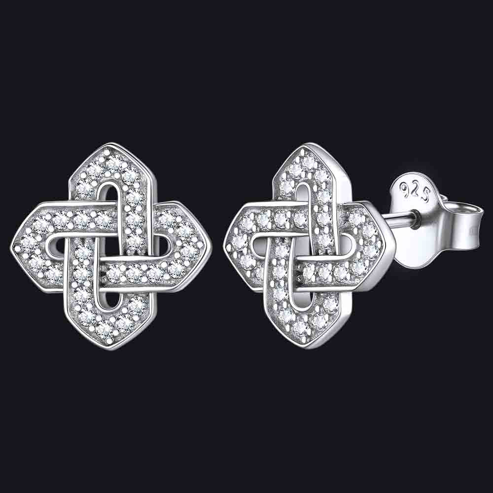 FaithHeart White Cubic Zirconia Celtic Knot Earrings in Sterling Silver FaithHeart