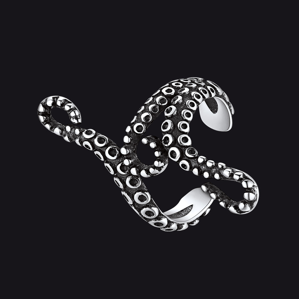 FaithHeart Silver Octopus Ear Cuff Earrings for Men FaithHeart