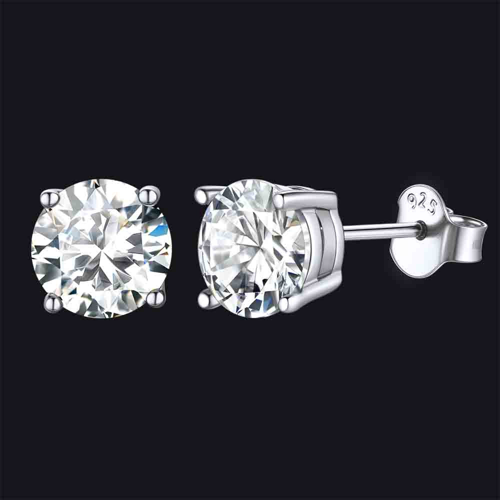 FaithHeart Sterling Silver Diamond Stud Earrings For Men FaithHeart