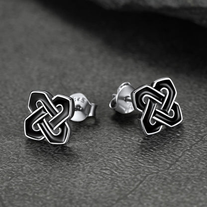 FaithHeart Black Celtic Knot Stud Earrings in Sterling Silver FaithHeart