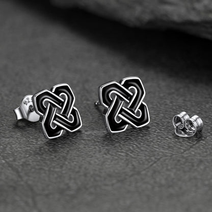 FaithHeart Black Celtic Knot Stud Earrings in Sterling Silver FaithHeart