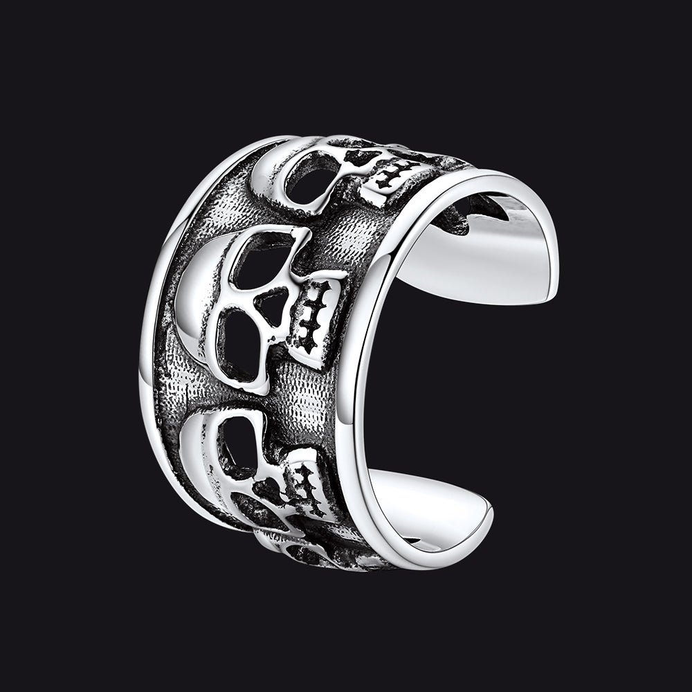 FaithHeart Sterling Silver Skull Ear Cuff Earrings for Men FaithHeart