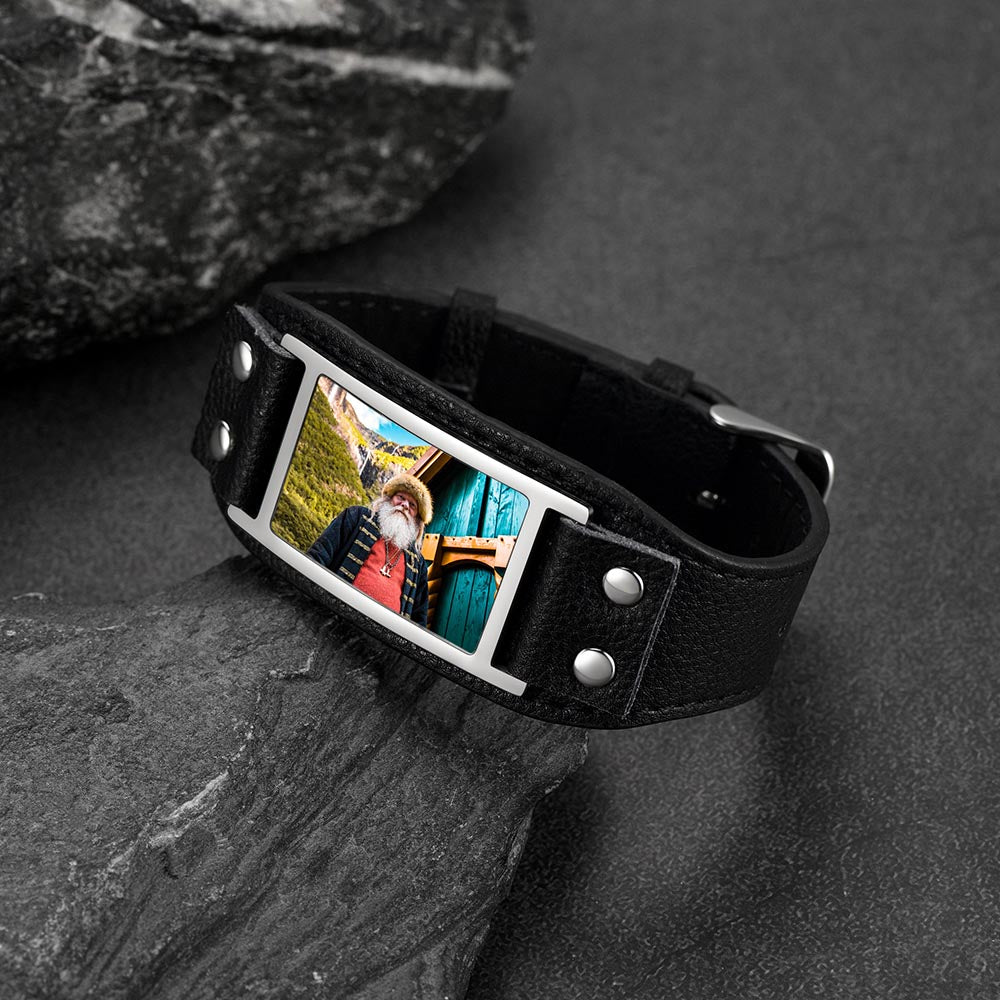 FaithHeart Personalized Picture Bracelets Engraved  Charm Cuff Leather Bracelet FaithHeart