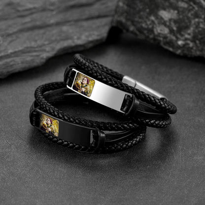 FaithHeart Personalized Leather Bracelets Stainless Steel Cuff Bracelet FaithHeart