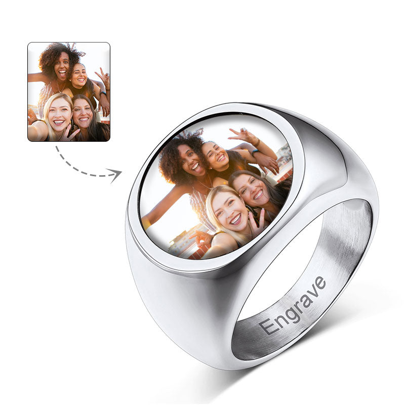 FaithHeart Chevalière Homme Personnalisée Prénom Initiale - Bague Sceau Acier Inoxydable Gravée