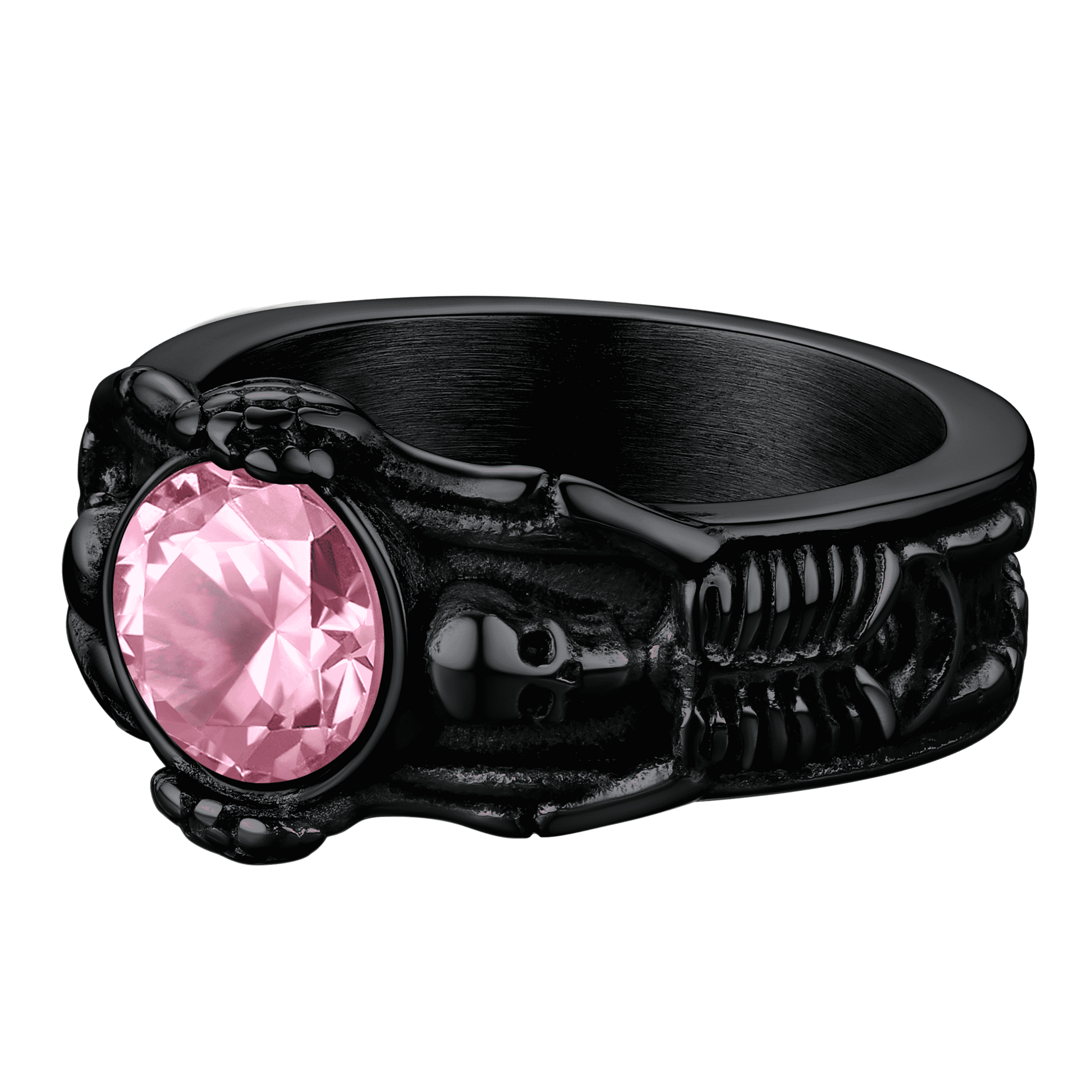 FaithHeart Gothic Gemstone Skull Ring Birthstone Signet Ring For Men FaithHeart