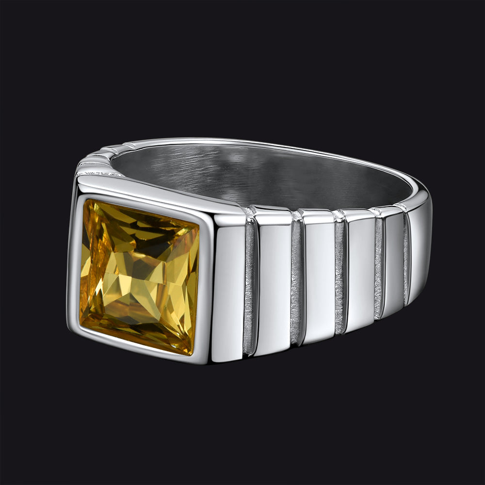 FaithHeart Birthstone Band Ring Gemstone Ring for Men FaithHeart