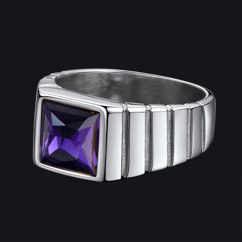 FaithHeart Birthstone Band Ring Gemstone Ring for Men FaithHeart