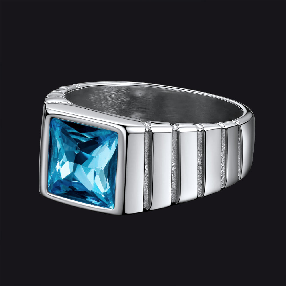 FaithHeart Birthstone Band Ring Gemstone Ring for Men FaithHeart