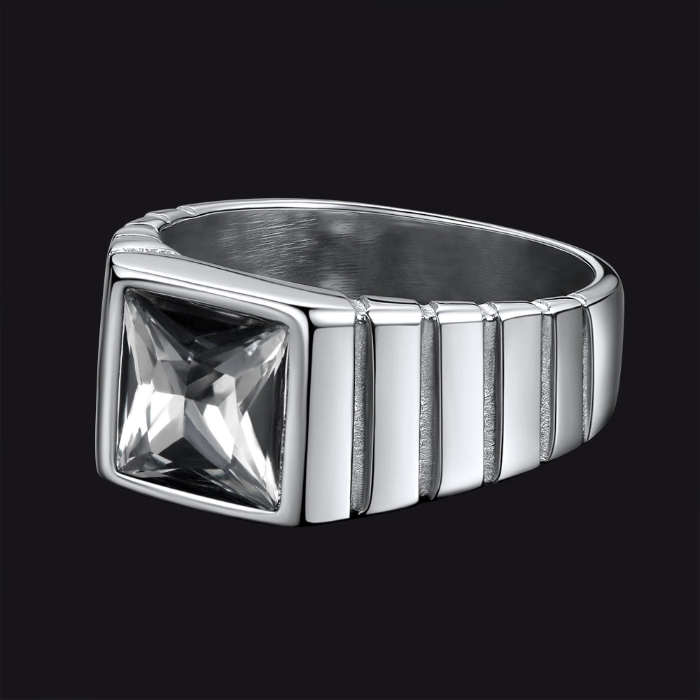 FaithHeart Birthstone Band Ring Gemstone Ring for Men FaithHeart