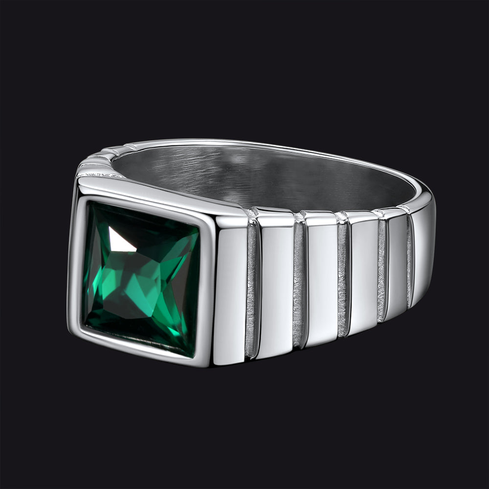 FaithHeart Birthstone Band Ring Gemstone Ring for Men FaithHeart