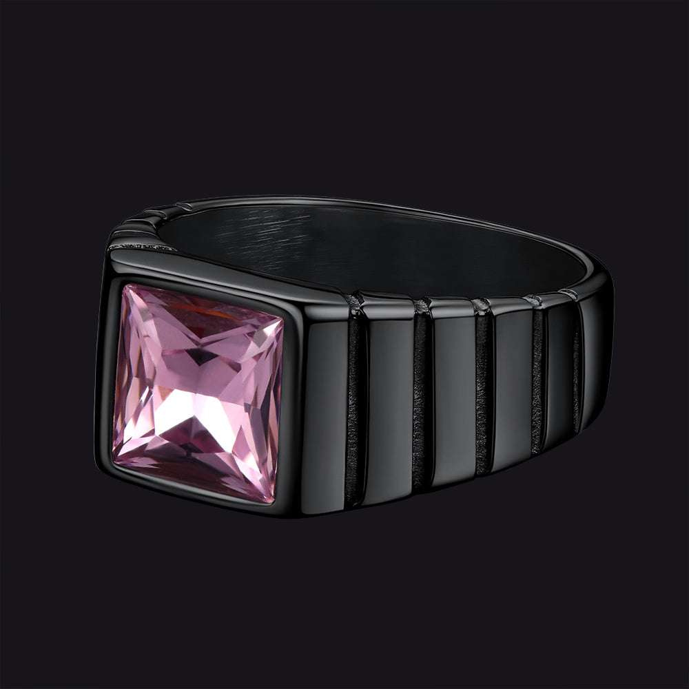 FaithHeart Birthstone Band Ring Gemstone Ring for Men FaithHeart