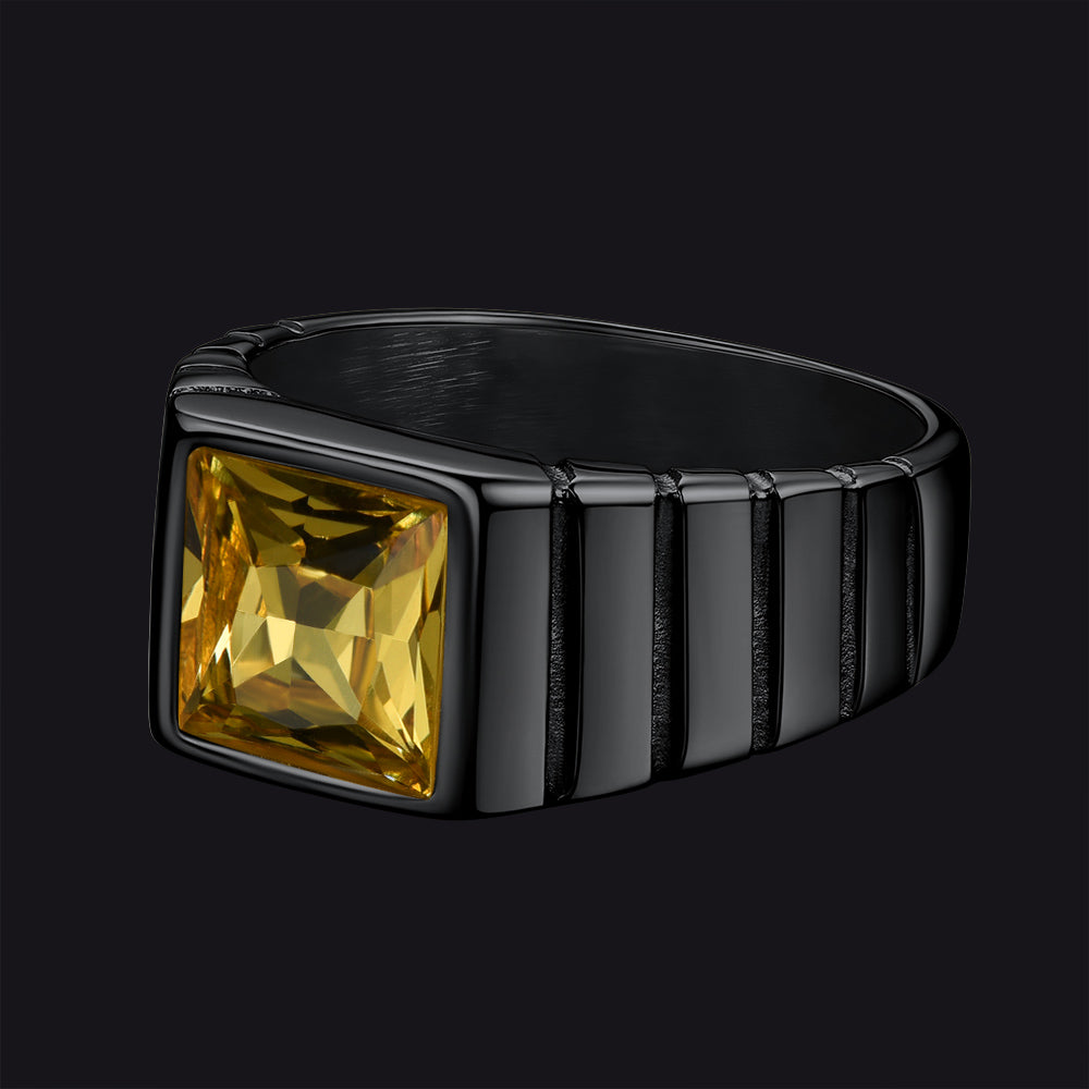 FaithHeart Birthstone Band Ring Gemstone Ring for Men FaithHeart