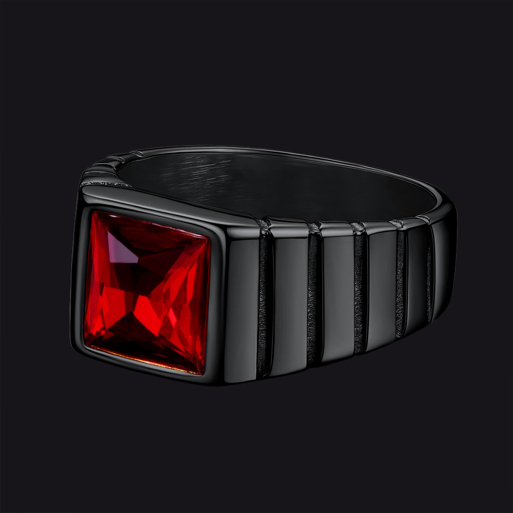 FaithHeart Birthstone Band Ring Gemstone Ring for Men FaithHeart