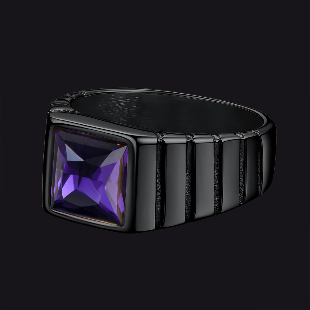 FaithHeart Birthstone Band Ring Gemstone Ring for Men FaithHeart